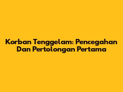 Korban Tenggelam: Pencegahan Dan Pertolongan Pertama