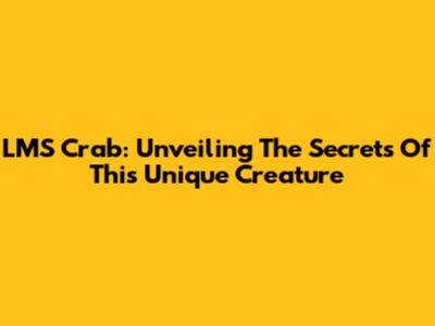 LMS Crab: Unveiling The Secrets Of This Unique Creature