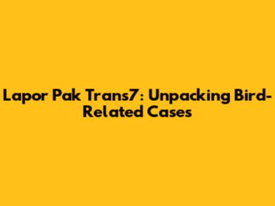 Lapor Pak Trans7: Unpacking Bird-Related Cases