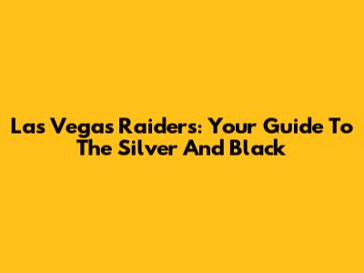 Las Vegas Raiders: Your Guide To The Silver And Black