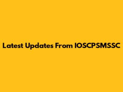 Latest Updates From IOSCPSMSSC