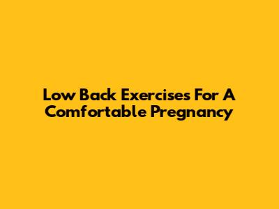 Low Back Exercises For A Comfortable Pregnancy