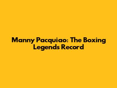 Manny Pacquiao: The Boxing Legend's Record
