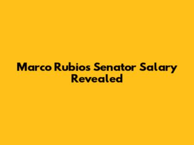 Marco Rubio's Senator Salary Revealed
