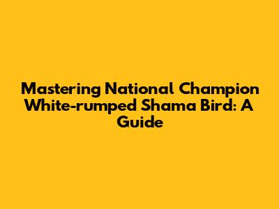Mastering National Champion White-rumped Shama Bird: A Guide