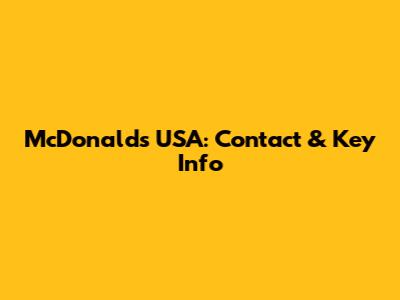 McDonald's USA: Contact & Key Info
