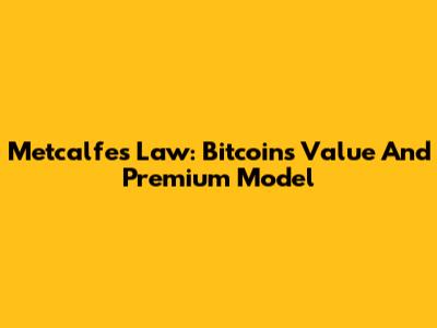 Metcalfe's Law: Bitcoin's Value And Premium Model
