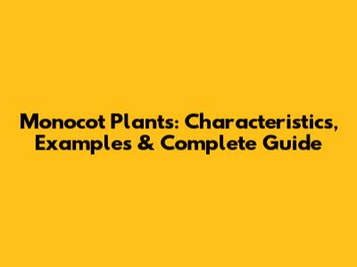 Monocot Plants: Characteristics, Examples & Complete Guide