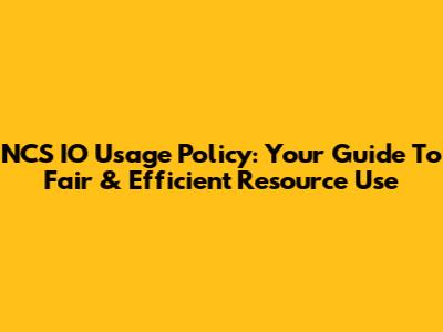 NCS IO Usage Policy: Your Guide To Fair & Efficient Resource Use