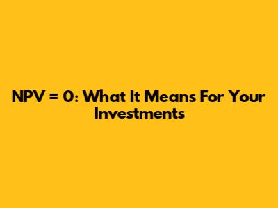 NPV = 0: What It Means For Your Investments
