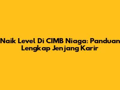 Naik Level Di CIMB Niaga: Panduan Lengkap Jenjang Karir