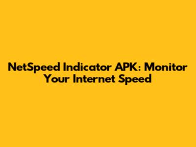 NetSpeed Indicator APK: Monitor Your Internet Speed