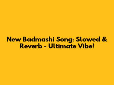 New Badmashi Song: Slowed & Reverb - Ultimate Vibe!
