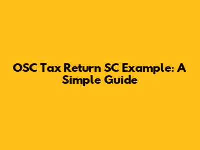 OSC Tax Return SC Example: A Simple Guide