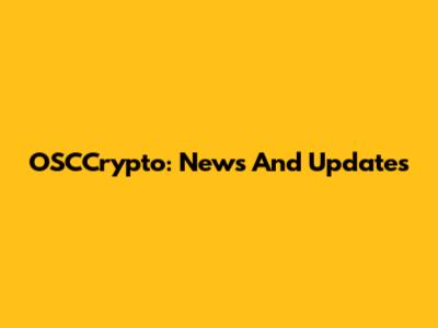 OSCCrypto: News And Updates