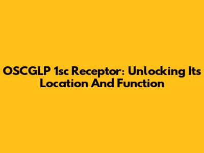 OSCGLP 1sc Receptor: Unlocking Its Location And Function