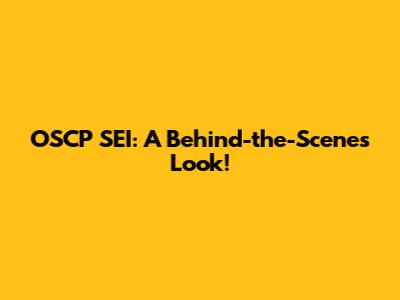 OSCP SEI: A Behind-the-Scenes Look!