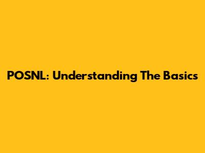POSNL: Understanding The Basics