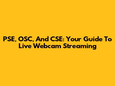 PSE, OSC, And CSE: Your Guide To Live Webcam Streaming
