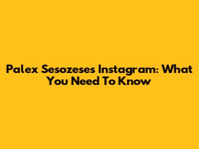 Palex Sesozese's Instagram: What You Need To Know