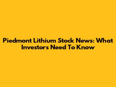 Piedmont Lithium Stock News: What Investors Need To Know