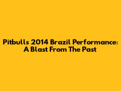 Pitbull's 2014 Brazil Performance: A Blast From The Past
