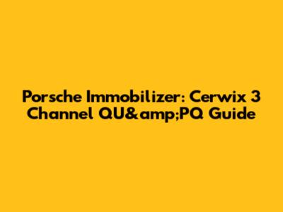 Porsche Immobilizer: Cerwix 3 Channel QU&amp;PQ Guide