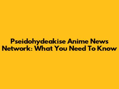 Pseidohydeakise Anime News Network: What You Need To Know