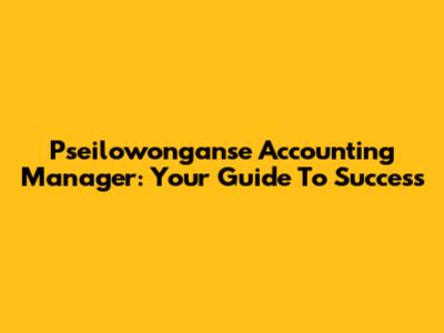 Pseilowonganse Accounting Manager: Your Guide To Success