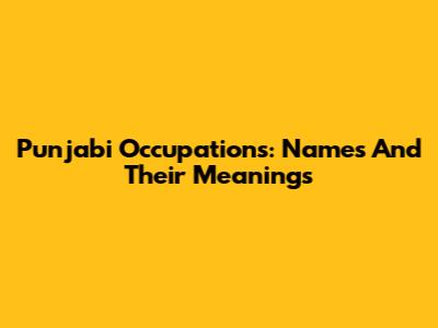Punjabi Occupations: Names And Their Meanings