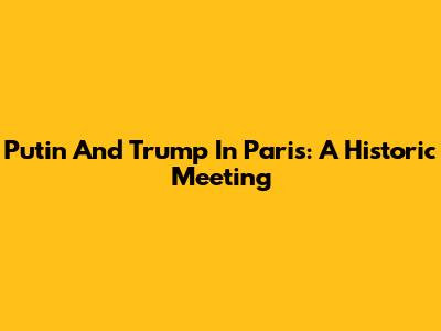 Putin And Trump In Paris: A Historic Meeting