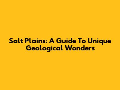 Salt Plains: A Guide To Unique Geological Wonders