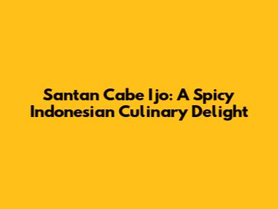 Santan Cabe Ijo: A Spicy Indonesian Culinary Delight