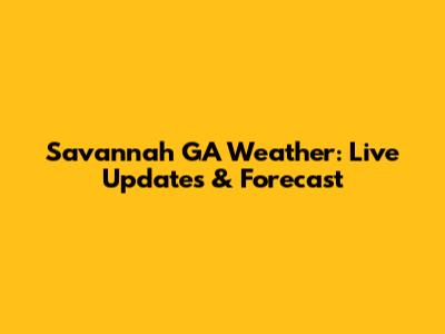 Savannah GA Weather: Live Updates & Forecast