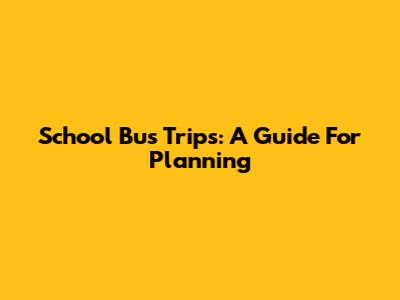 School Bus Trips: A Guide For Planning