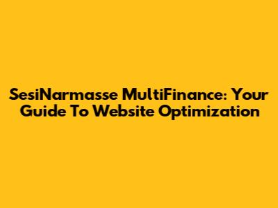 SesiNarmasse MultiFinance: Your Guide To Website Optimization