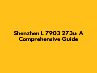 Shenzhen L 7903 273u: A Comprehensive Guide