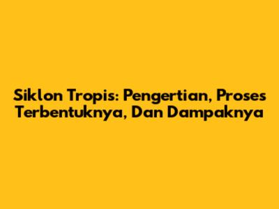 Siklon Tropis: Pengertian, Proses Terbentuknya, Dan Dampaknya
