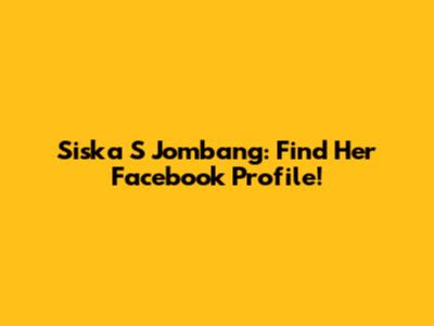 Siska S Jombang: Find Her Facebook Profile!