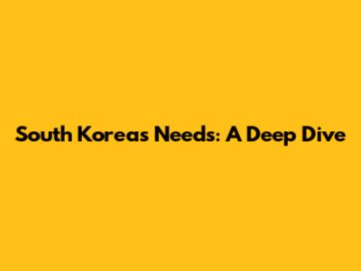 South Korea's Needs: A Deep Dive