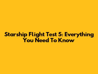 Starship Flight Test 5: Everything You Need To Know