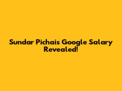 Sundar Pichai's Google Salary Revealed!