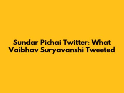 Sundar Pichai Twitter: What Vaibhav Suryavanshi Tweeted