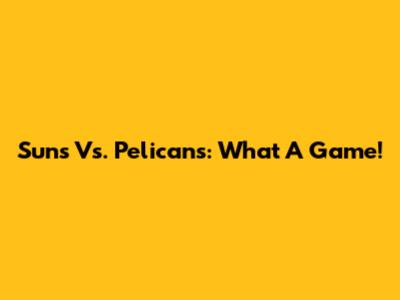 Suns Vs. Pelicans: What A Game!