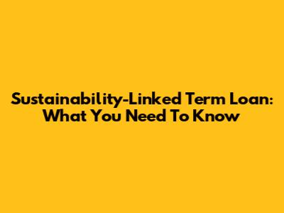 Sustainability-Linked Term Loan: What You Need To Know