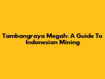 Tambangraya Megah: A Guide To Indonesian Mining