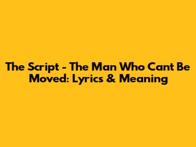The Script - The Man Who Can't Be Moved: Lyrics & Meaning