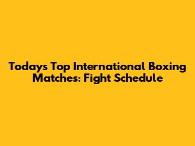 Today's Top International Boxing Matches: Fight Schedule