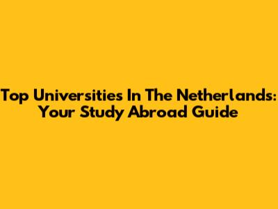 Top Universities In The Netherlands: Your Study Abroad Guide