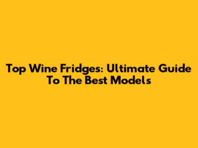Top Wine Fridges: Ultimate Guide To The Best Models